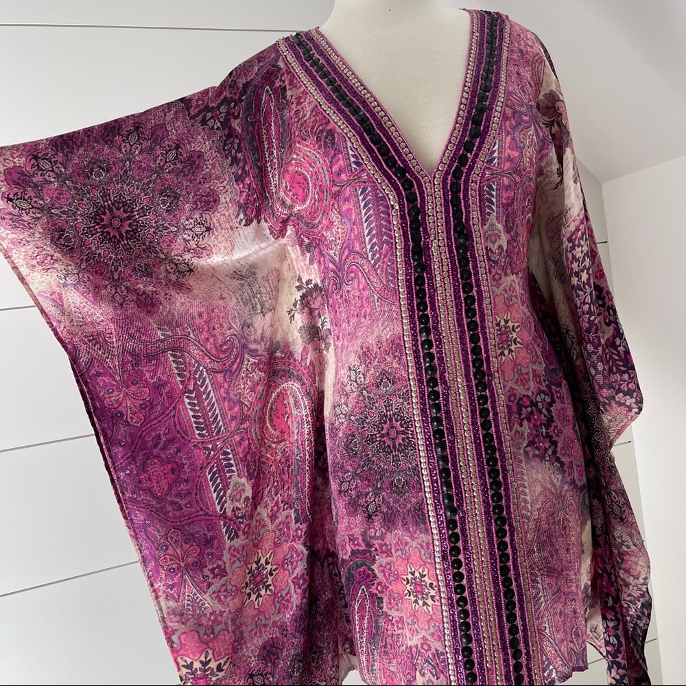 TAJ silk beaded caftan tunic - Picture 10 of 11